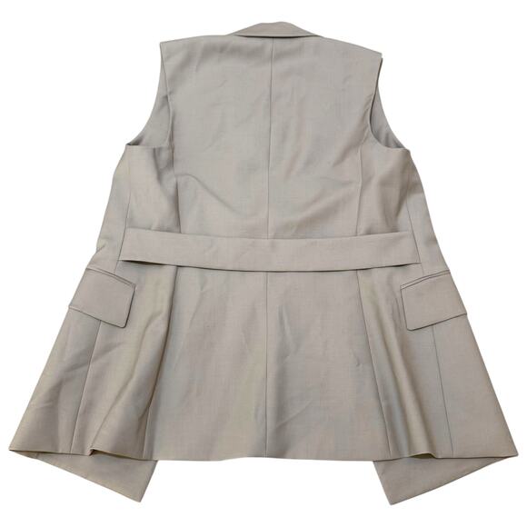 Theory Sedeia Continuous Wool Blend Vest Open Front Notch Lapel Beige - Size 6 - Picture 4 of 8
